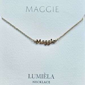 🌸 MAGGIE Script Name Chain Goldtone Necklace 🌸